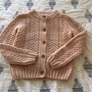 Jcrew point sur pointelle knit cardigan xxs